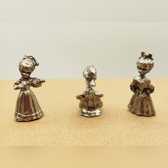 Miniature Pewter Figurines Angel Choir Girl, Violinist, Duck, Shadow Printer Box - Picture 1 of 8